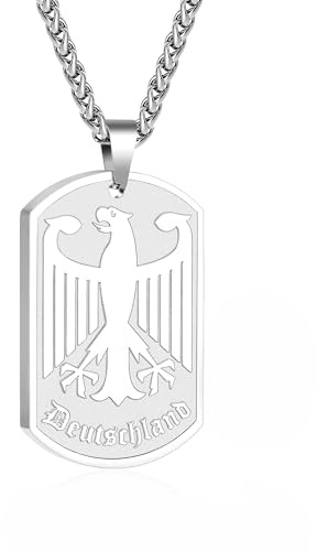 Halora Deutschland Kette Adler Herren, Edelstahl Bundesadler Halskette Männer Schmuck Geschenke für Männer Teenager Jungs Bruder, 60CM