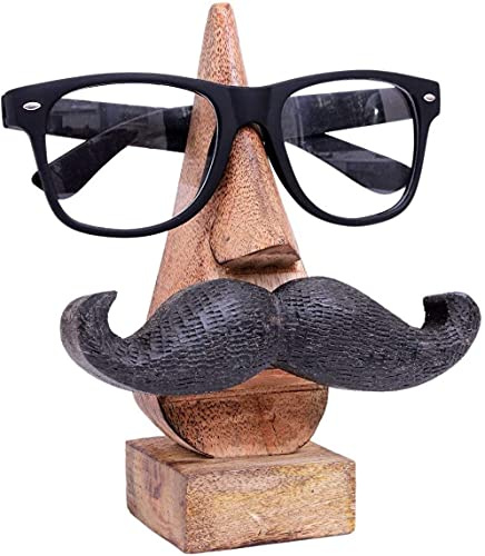 Ajuny Handgefertigter Hölzerner Brillenhalter - Schnurrbart Design Brillenständer aus Holz, Brillen Sonnenbrillen Organizer für Büro Schreibtisch Heimdekoration Wohnkultur Geschenke