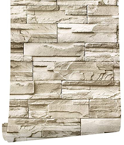myforHD Selbstklebend Tapete Wandpapier Ziegel Selbstklebende Wandaufkleber 44cmX300cm Vintage Backstein Stein tapeten Wasserdicht für Küche Schlafzimmer Wohnzimmer Wand
