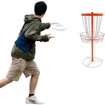 Fyssnn Tragbar Discgolf-Korb, Disc Golf Target Trainingsstand mit 24 Ketten, Discgolf-Platzkorb für Garten, Park, Camping