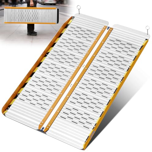 LIEKUMM Rollstuhlrampe 121cm, 300 kg Tragkraft, klappbar Aluminium Leicht | Mobile, breite Rampe Rollstuhl, Rutschfest für Hauseingang und Türschwelle, Auffahrrampe für Elektro-Rollstuhl und Fahrrad