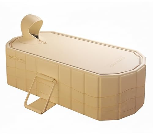 Simcat Faltbare Badewanne für Erwachsene – Tragbare Freistehende Badewanne mit Deckel, Ideal für Heim-SPA, Outdoor & Familien – Extra Groß (150x55x50cm, Gelb)