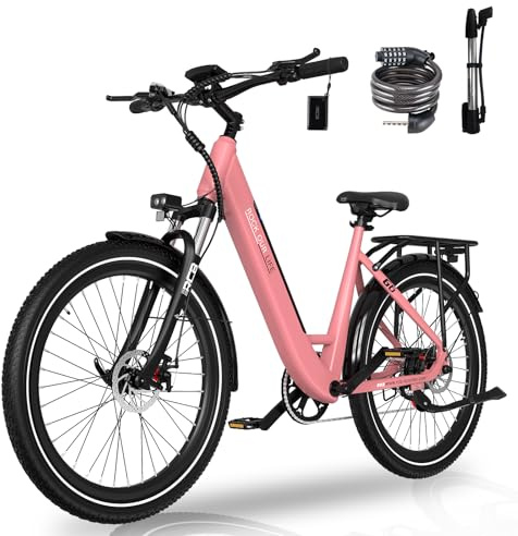RCB G6 Erwachsene E Bike, 27,5-Zoll-City Elektrofahrrad, NFC/APP-Start, 36 V 13Ah Herausnehmbare Batterie, Reichweite 80km, E-Bike für Männer und Frauen für Pendler