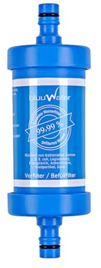 bluuwater Befüll-Filter BF08 - Trinkwasser geeignet - im deutschen Labor geprüft - Bakterien, Keime, Legionellen zurückhalten - Kompatibel zu GEKA® und GARDENA®