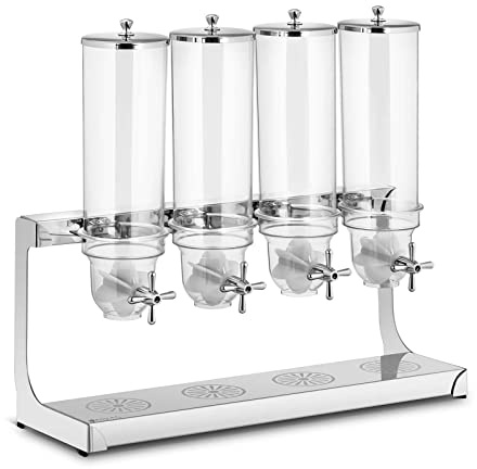 Royal Catering RCCS-3.5LSS4 Müslispender 4 x 3,5 L 4 Behälter Cerealienspender Cornflakes Spender Müsli Dispenser