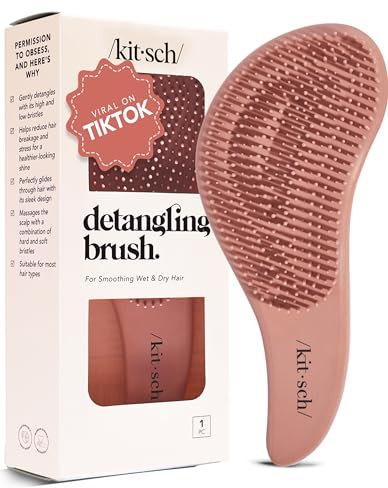 Kitsch Entwirrungsbürste – Sanfte Lockenbürste mit Flexiblen Borsten für Alle Haartypen - Nass oder Trocken | Haarbürste für Frauen & Männer, Erwachsene & Kinder - Terrakotta