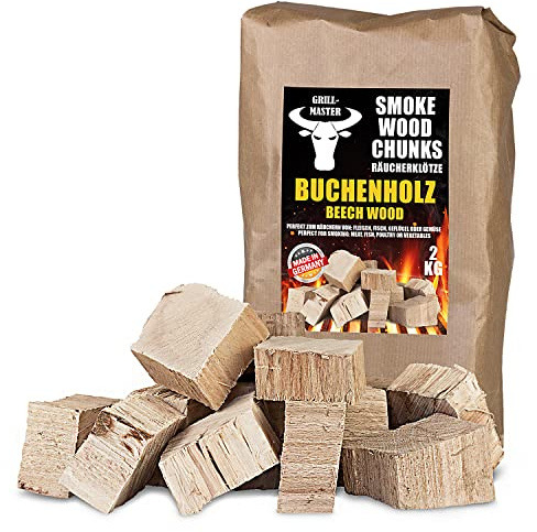 Räucherklötze Smoker Grill Chunks für BBQ Buche Eiche Räuchern 2-4 kg XXXL Räucherofen Wood Grillen Smoken Zubehör Raeuchern Feuerschale Chips Grillmaster