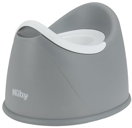 Nuby Töpfchen für das Töpfchentraining – Herausnehmbare Schale und Integrierter Spritzschutz – Rutschfeste Basis – Kindertoilette ab 9 Monaten – Grau