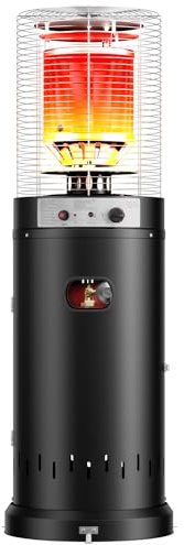 Heizpilz Gas for für Terrasse Terrassenheizer Terrassenheizstrahler - Einfache Zündung - 11kW Propan Heizstrahler Gas für Garten & Terrasse - Mobile Räder, Regler & Schlauch