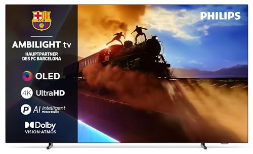 PHILIPS Ambilight 77OLED760 4K OLED Smart TV - 77 Zoll Display mit P5 AI Perfect Picture Engine Ultra HD, Titan OS, Dolby Vision und Atmos Sound - Funktioniert mit Alexa und Google Sprachassistent