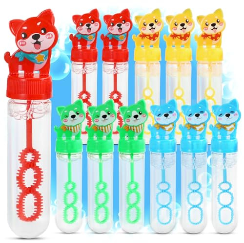 Magicat Farbenfrohes Spielzeug für draußen I Seifenblasen XL Set 12er-Pack 30 ml I Garten Spielzeug Kinder ab 3 I Welpengriff Set aus BPA-freiem PP I Große Seifenblasen Outdoor