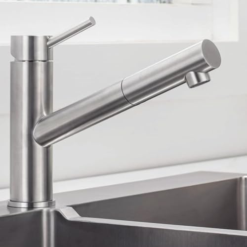 ONECE Wasserhahn Küche ausziehbar Spültischarmatur aus Edelstahl gebürstet | Küchenarmatur mit 150° drehbar | Hochdruck | Abnehmbar Bubbler | Matt