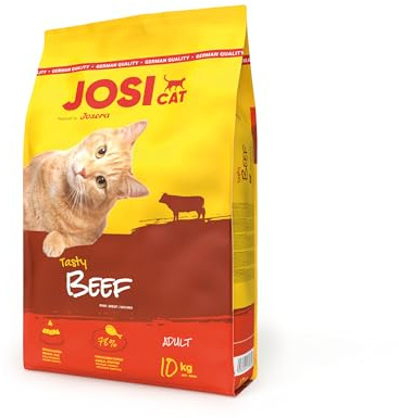 JosiCat Tasty Beef (1 x 10 kg) | Adult | Premium Trockenfutter für Katzen | mit herzhaftem Rind - sehr gut verträgliche Rezeptur | Powered by JOSERA | Katzenfutter | Alleinfuttermittel | 1er Pack