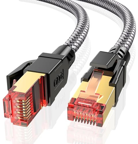 Ltemziiy Cat 8 Lan Kabel Netzwerkkabel,0.5M 1M 3M 5M 10M 20M Hochgeschwindigkeits Gigabit 40Gbps Geflochtener Ethernet Kabel,RJ45 S/FTP Patchkabel,für PS5/Laptop/Router/Gaming/Modem(0.5M)