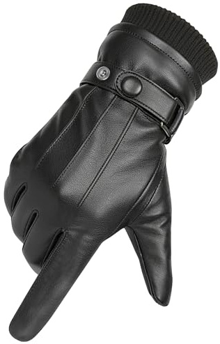 Philicoco Winter Touchscreen Handschuhe für Damen und Herren | Warme Fäustlinge mit Anti-Rutsch, winddichtem Faux-Leder und weichem Fleece für Outdoor, Fahren & Camping