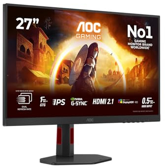 AOC U27G4R 27 Zoll UHD USB Hub Gaming Monitor, 160Hz, Fast IPS Panel, 0.5ms MPRT, Adaptive Sync, HDR400, G-Sync Compatible, Höhenverstellung,(3840x2160 HDMI 2X 2.1 DP 1x 1.4) Schwarz