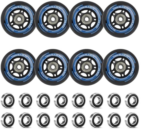 LALAGO Inline Skate Rollen 72mm, 8 Stück Inline Skate Räder 88AHRPU, Inliner Rollen mit Kugellager ABEC 9, Indoor-/Outdoor-Rollschuh-Räder für K2 Hudora Gonex Apollo Inline Skate