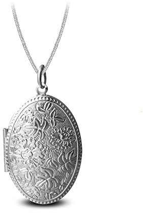 AMDXD Bilder Medaillon zum öffnen mit Kette Blume Oval Damen Herren Halskette mit Anhänger Gold/Silber