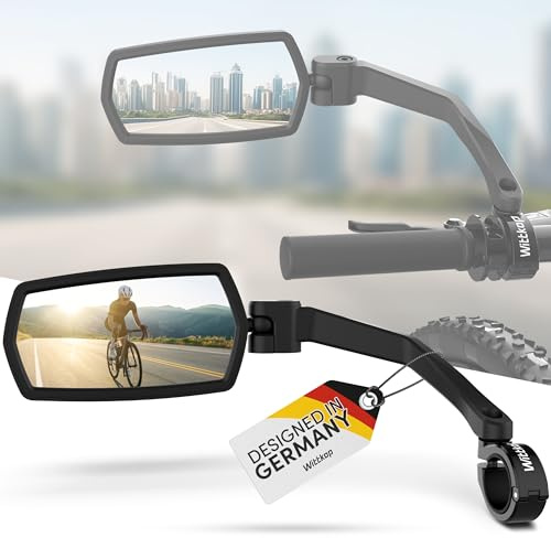 WITTKOP Fahrradspiegel | Großes HD Sichtfeld | 360° Dreh- & Einklappbar | Montage Ober- & Unterhalb | Bruchfest & Langlebig | Konvexer Rückspiegel für Fahrrad, E-Bike | Lenker, ebike (Set (L+R))