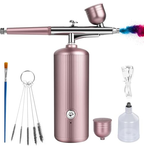 Airbrush-Kit mit Kompressor - Wiederaufladbares, Tragbares, Verstopfungsfreies Hochdruck-Airbrush-Set mit Düse und Reinigungsbürsten-Set für Nail Art, Makeup, Friseur, Tortendekoration