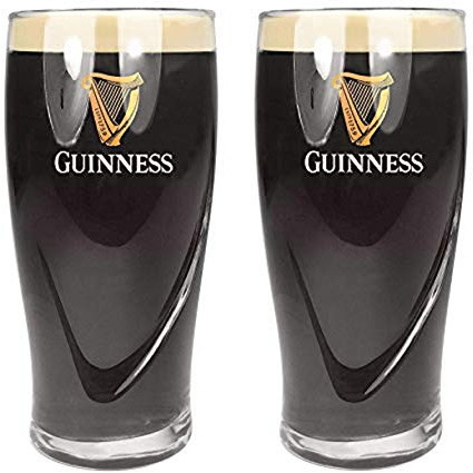 Guinness Bierglas, offizielles Merchandise-Produkt, mit Prägung, 2 Stück