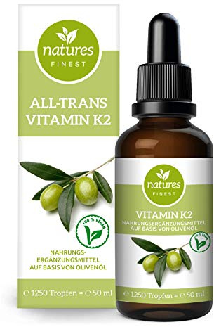 natures FINEST® Vitamin K2 All-Trans MK-7 (50ml flüssig) - Hoher All-Trans Gehalt 99,7% und natürlich fermentiert - Laborgeprüft, vegan, hochdosiert, hergestellt in Deutschland