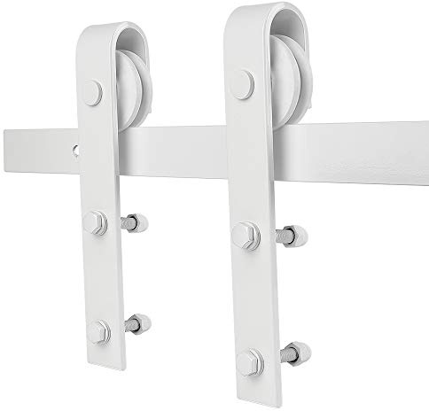 200cm Schiebetürbeschlag set Schiebetürsystem,Schwarz Schiebetür Montageset für Innentüren und Wandschränke (Weiß/200cm)