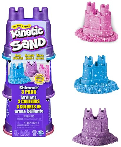 KINETIC SAND Schimmer Sand 3er Pack 340 g - 3 Farben Glitzersand aus Schweden, erfüllt alle gesetzlichen Anforderungen, bietet kreatives, sauberes Indoor Sandspiel, für Kinder ab 3 Jahren
