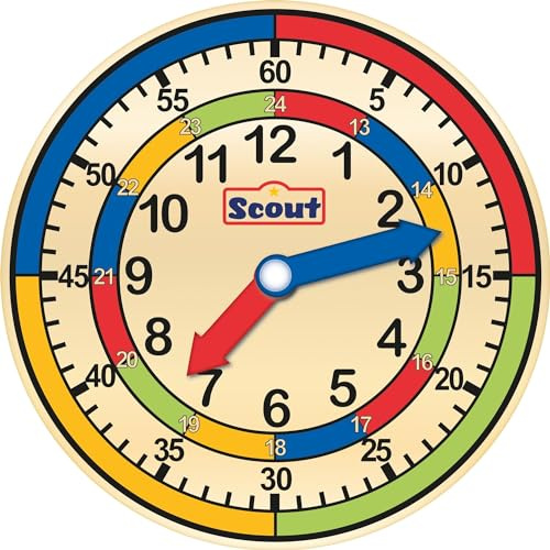 Scout Kinder Lernuhr Holz blau-rot-grün 210000002