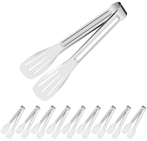 MABAHON Küchenzange Set,10 Stück Edelstahl Servierzange Gebäckzange Zuckerzange Eiszange,Candy Bar Büfett zange küche für Pasta Salat BBQ Kuchen Home Party (7 Zoll)