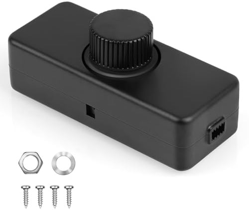 AXFEE led Dimmer Schalter, 1-Gang, LED Schnurdimmer Drehschalter (Schwarz) | AC 220-240V/50HZ, 3-100W Dimmschalter für LED-Lampen, Led-Schnurdimmer Drehschalter 230V, für Glühlampe Dimmbare LED-Lampen