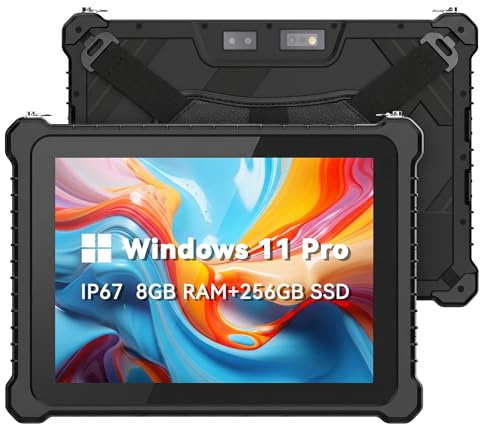 SunKol 10.1 Robustes Tablet Windows11,IP67 Wasserdichtes Industrie-Tablet | Robustes Windows-Tablet,N5100 8GB+256GB,Industrie-Tablet mit GPS, 16000-mAh-Akku,550 Nits,WiFi,4G LTE, BT4.2,2D Scanner,NFC