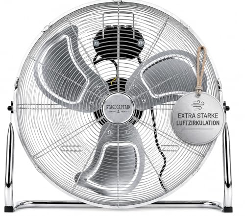 Stagecaptain FV-200 MkII 20 Bodenventilator - 20 (51 cm) große Windmaschine - 3 Gebläsestufen - 120 Watt Leistung - 120° stufenlos neigbar - Verchromte Metallausführung - 1,6 m Netzkabel - Chrom