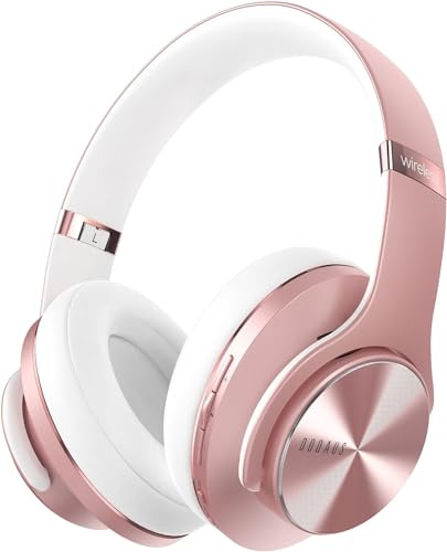 DOQAUS Kopfhörer Kabellos Bluetooth Over Ear App-Steuerung | 90 Std.Akku,9 EQ-Modi,Bluetooth 6.0,Integriertes HD-Mikro,Kopfhörer für Reisen/Arbeit/Alltag,Roségold