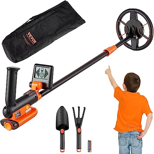 VEVOR Metalldetektor Kit für Kinder Multifunktionaler Profi-Detektor mit 2 Modi Metallsuchgerät wasserdichte 15,2cm Spule für Größere Tiefe, mit Schaufel und Tragetasche