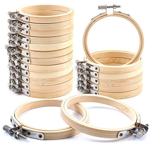 20 Stück Bambus Stickrahmen, Kreuzstich Rahmen, 8cm Kreis Stickerei Ring für DIY, Kunsthandwerk, Handnähen, Dekoration und Nähen(8 cm, 20 Stück)