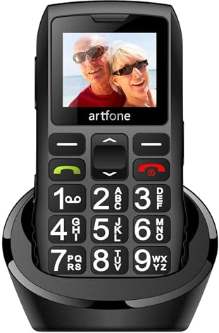 artfone C1+ Seniorenhandy ohne Vertrag | Nano SIM mit Notruftaste | Lange Standby-Zeit | Großtastenhandy mit Ladestation | Mobile Rentner Handy | 1800 mAh Akku