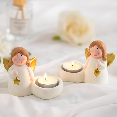 Weihnachtsengel Schutzengel Figuren Engel Deko: Romadedi Handgemachter Weihnachten Kerzenständer Little Angel Figur Für Teelichter Porzellan Kleine Engelfiguren Für Christliche Geschenk Weihnachtsdeko