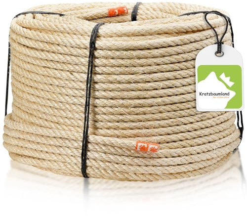 Kratzbaumland Sisalseil 10 mm, Sisalseil Natur für Kratzbäume (versch. Längen) (20 Meter)