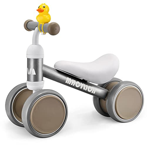Kinder Laufrad ab 1 Jahr Balance Lauflernrad Spielzeug mit 4 Räder für 10-24 Monate Baby, Rutschrad Fahrrad für Jungen Mädchen als Geschenke, Silber