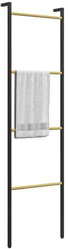HOMCOM Handtuchleiter 49 x 167,5 cm Handtuchhalter mit 4 Stangen, platzsparend, für Badetücher, Kleidung, Decken, Zeitungen, Stahl, Schwarz
