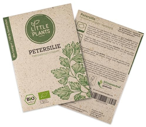 Little Plants BIO Petersilie Samen, 800 Petersiliesamen, hohe Keimrate, 100% Natürlich, BIO Samen Petersilie für Kräutergarten Küchenkräuter Hochbeet – BIO Kräutersamen Nachhaltig