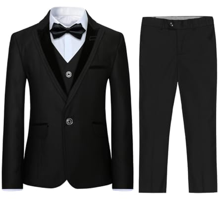 Sliktaa Jungen Anzug 3-Teilig Slim Fit Tuxedo Sakko Hose Weste