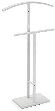 Versa Lund Moderner und multifunktionaler Herrendiener mit 2 Haken oder Aufhängern für Männer- oder Damenkleidung, Maßnahmen (H x L x B) 100 x 20 x 52 cm, Stahl, Farbe: Weiß