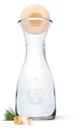Zirbenkugel-Set Blume des Lebens mit 1 Liter Misura Wasserkaraffe - luftgetrocknetes Zirbenholz