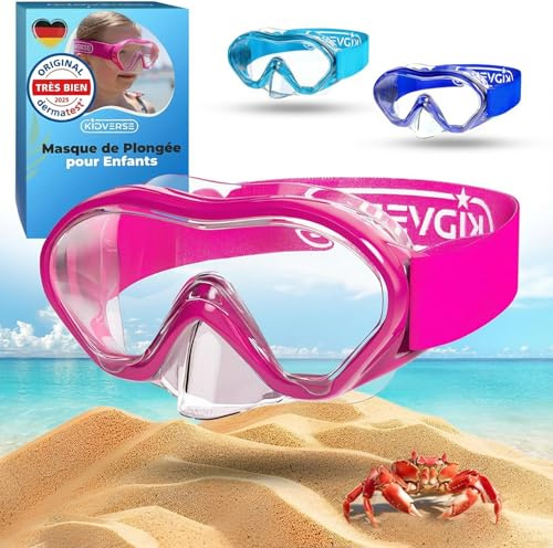KIDVERSE Taucherbrille Kinder mit Nase - Dermatest geprüfte Kinder Taucherbrille mit Stoffband oder Silikonband - Tauchmaske ab 5 Jahre für Mädchen & Jungen - Kindertaucherbrille