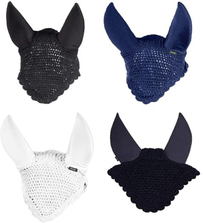 netproshop Geräuschdämpfende Fliegenhaube mit Neoprenohren, Fliegenohren für Pony oder Full, Groesse:Pony, Farbe:Schwarz