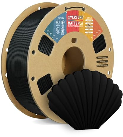 OVERTURE Matte PLA Filament Aufgerüstet 1.75 mm, 1 kg (2.2 lbs) Spule, Maßgenauigkeit +/- 0.02mm Filament für 3D Drucker (Schwarz)