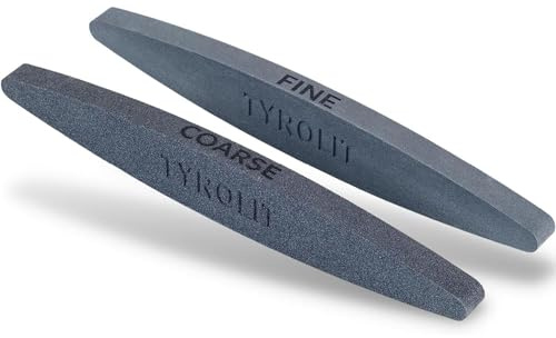 TYROLIT LIFE Keramik-Wetzstein für scharfe Messer (2 Stück) – Körnung 100 & 240 – Abziehstein für Sense, Gartenschere, Axt und Rasenmähermesser