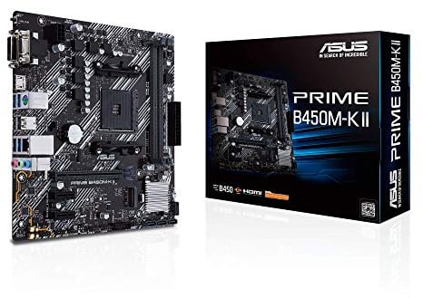 Asus Prime B450M-K II Mainboard Sockel AM4 (mATX, AMD Ryzen, DDR4-Speicher, M.2, SATA 6Gbit/s, USB 3.1 Gen 2 Typ-A)